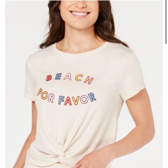 Beach Please Front Knot Crop Top - Picture 2 of 4